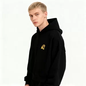 Black Embroidery Graphic Spring Autumn Black Male Hoodie High Quality 90s Vintage Y2k Clothes Tops Men Women Hooded Sweatshirt